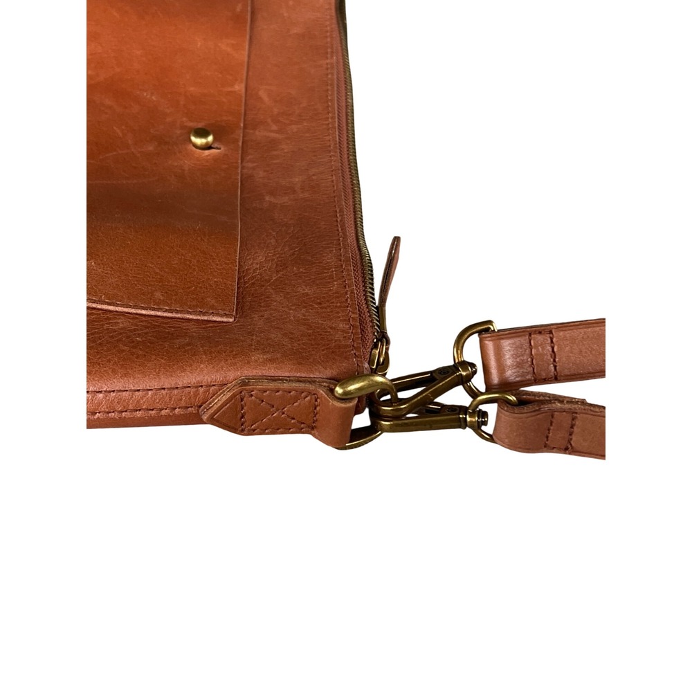 Madewell Transport Crossbody Bag English Saddle Brown Leather Zip Top - Picture 2 of 6